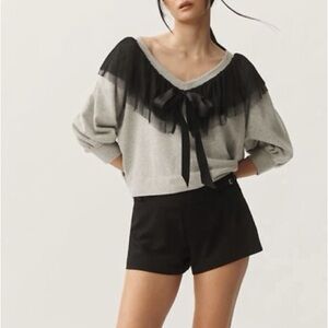 Maeve Black and Gray Knit Top